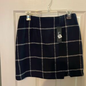 Wool Navy Plaid Skirt